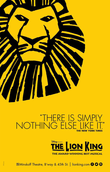 Le Roi Lion à Broadway New York : billet d'entrée au spectacle